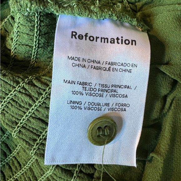 Reformation Green Polka-Dot Top | Size 6 - Picture 3 of 4